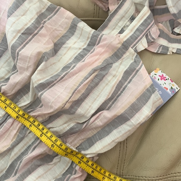 Madison Grey Striped Ruffle Dress cotton summer Sunday size XL boho - Picture 14 of 15